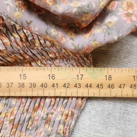 VICI Maxi Dress Size XL Prairie Cottagecore Smocked Long Sleeve Spring Slit - Picture 7 of 8